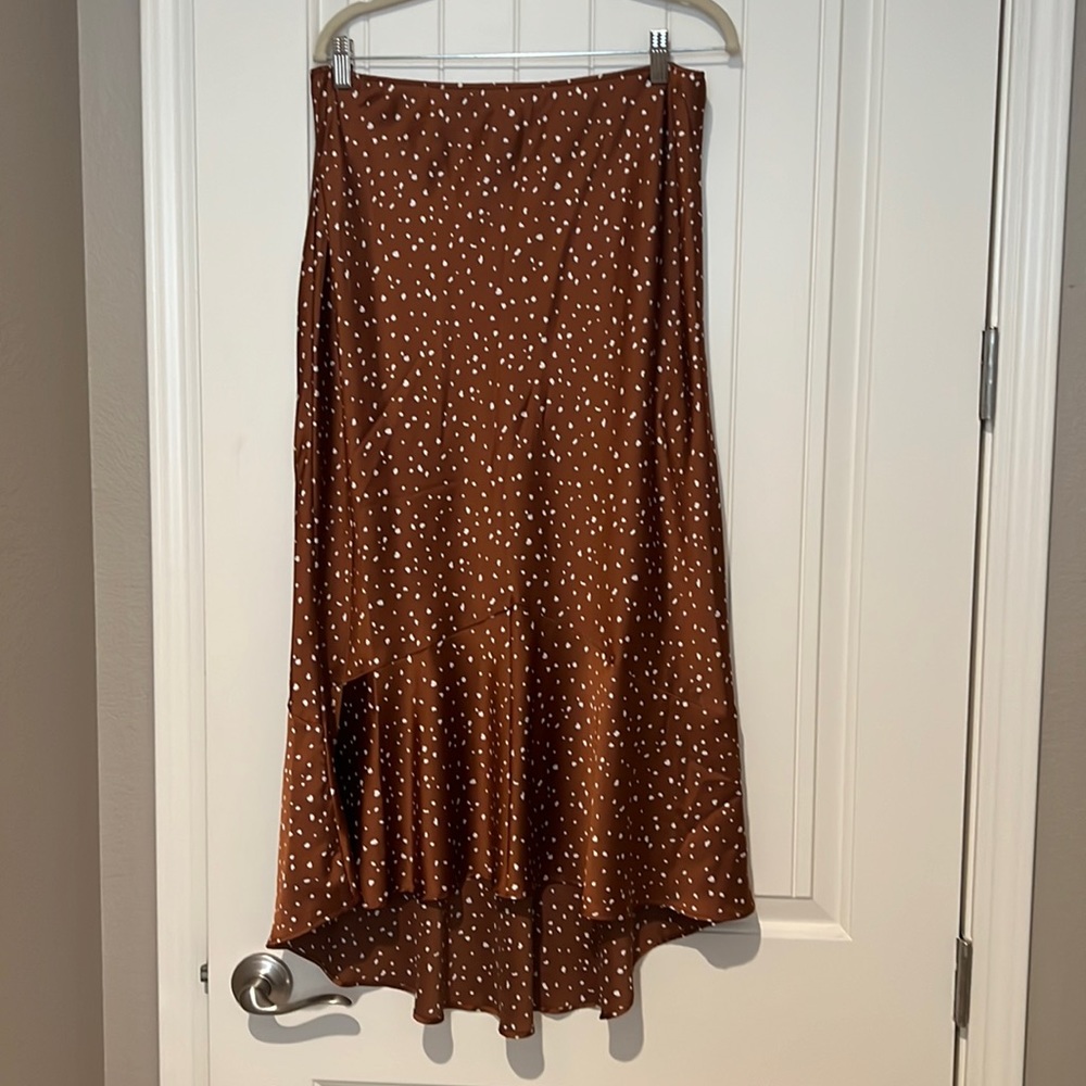 Abercrombie & Fitch Brown Polka Dot Midi Skirt